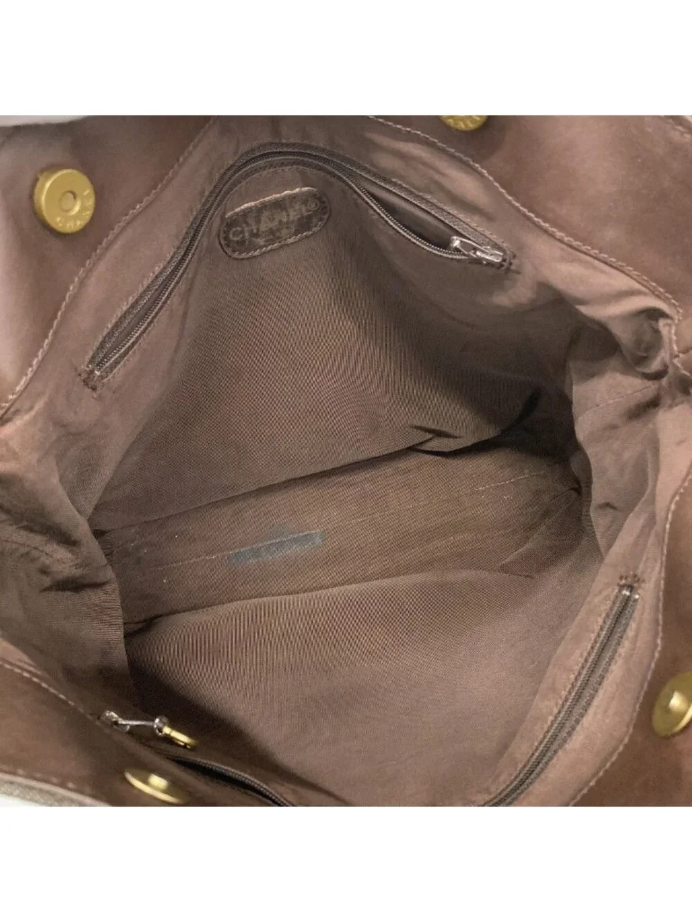 Chanel Tote Denim Black Brown Gold